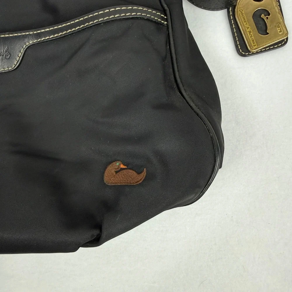 DOONEY & BOURKE Black Nylon Hobo Shoulder Bag Leather trim pink lining READ‎